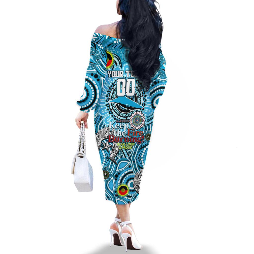 Custom NAIDOC Week 2024 Sharks Family Matching Off The Shoulder Long Sleeve Dress and Hawaiian Shirt Mascot Rugby
