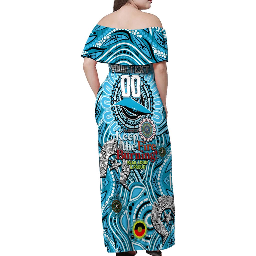 Custom NAIDOC Week 2024 Sharks Family Matching Off Shoulder Maxi Dress and Hawaiian Shirt Mascot Rugby