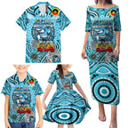 Custom NAIDOC Week 2024 Sharks Family Matching Puletasi and Hawaiian Shirt Mascot Rugby