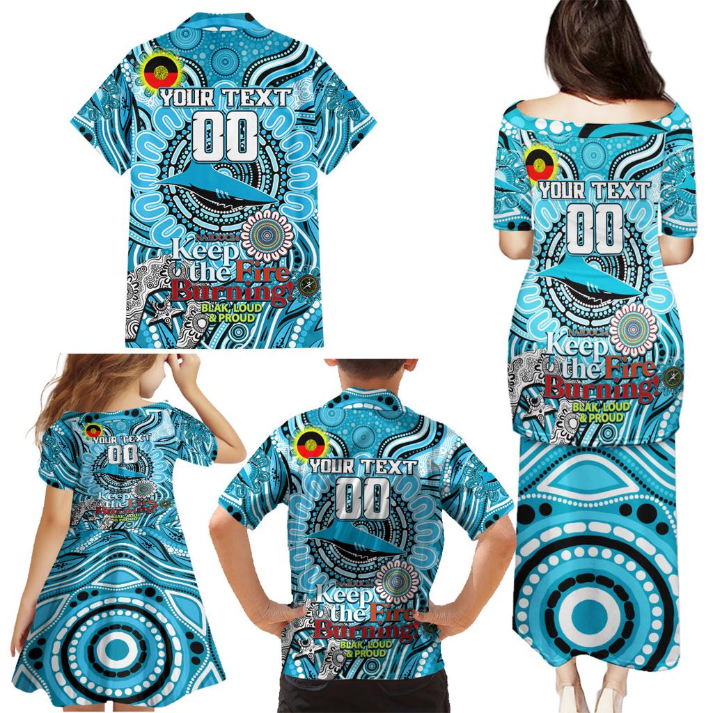 Custom NAIDOC Week 2024 Sharks Family Matching Puletasi and Hawaiian Shirt Mascot Rugby
