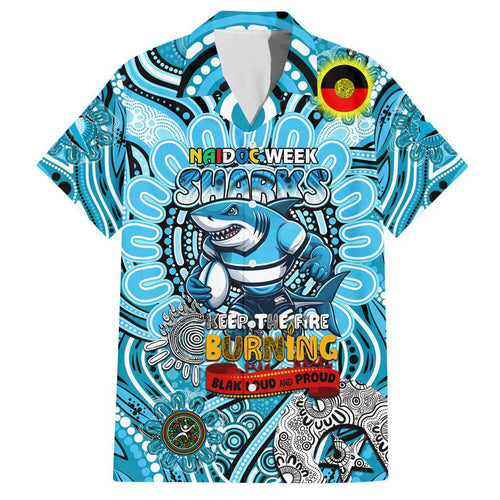 Custom NAIDOC Week 2024 Sharks Family Matching Puletasi and Hawaiian Shirt Mascot Rugby