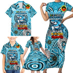 Custom NAIDOC Week 2024 Sharks Family Matching Short Sleeve Bodycon Dress and Hawaiian Shirt Mascot Rugby