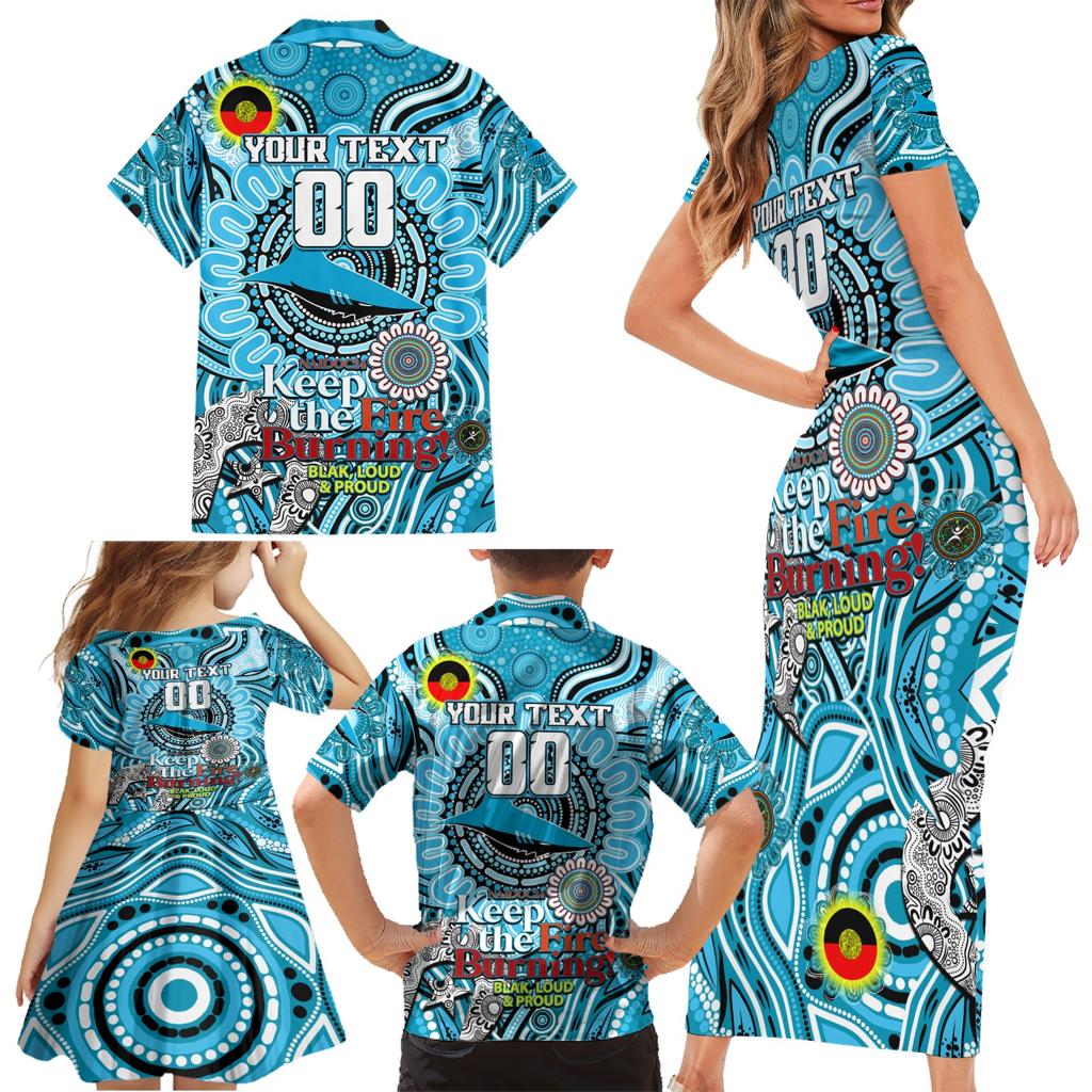 Custom NAIDOC Week 2024 Sharks Family Matching Short Sleeve Bodycon Dress and Hawaiian Shirt Mascot Rugby