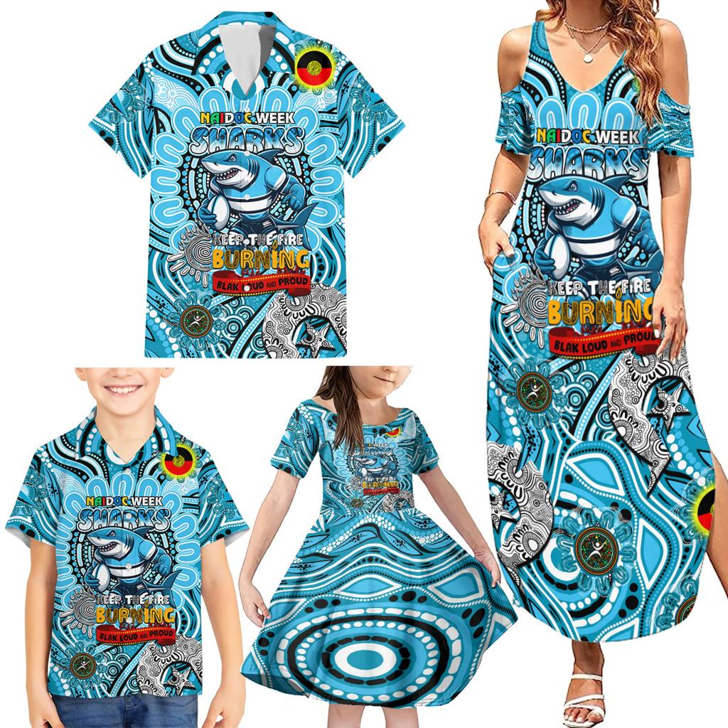 Custom NAIDOC Week 2024 Sharks Family Matching Summer Maxi Dress and Hawaiian Shirt Mascot Rugby