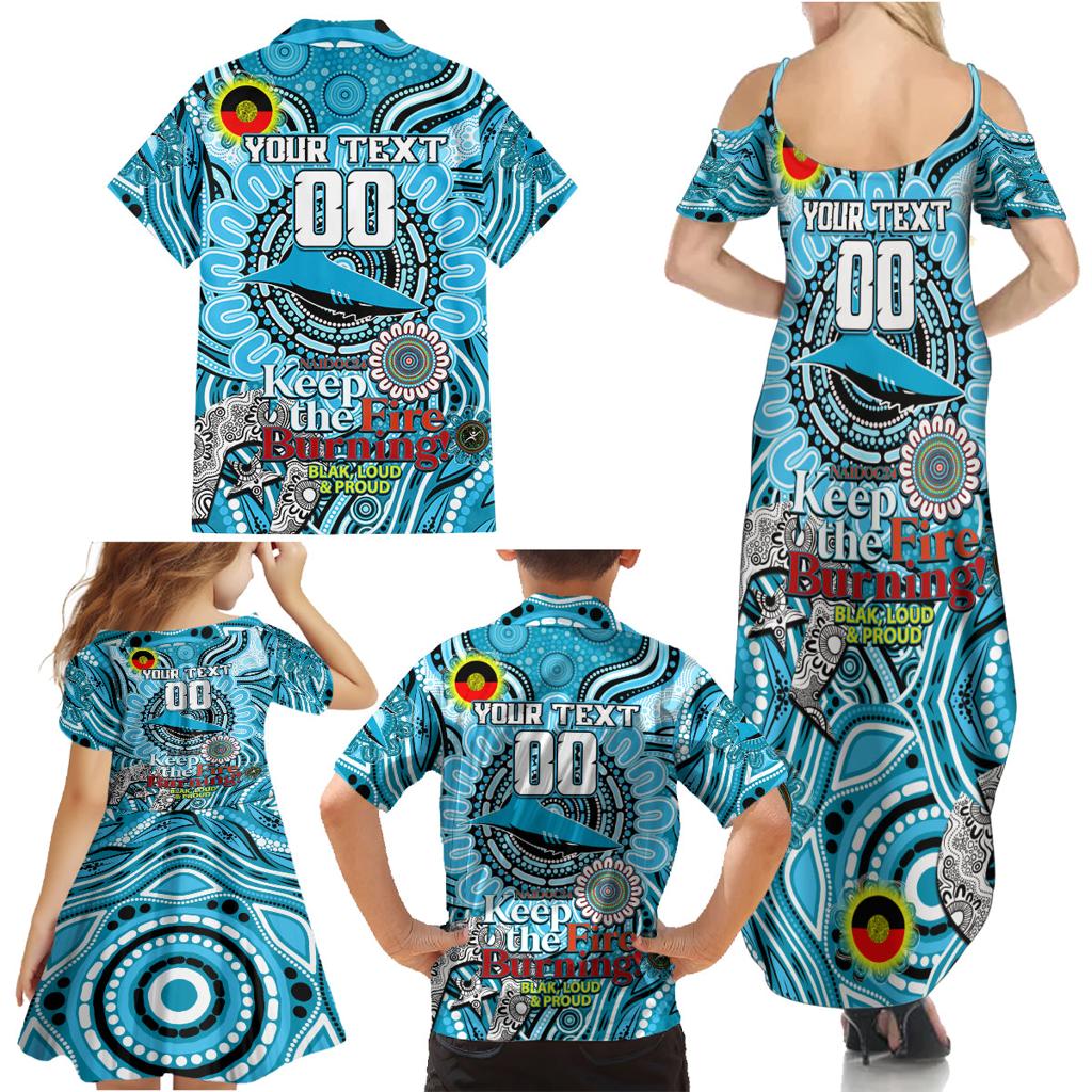 Custom NAIDOC Week 2024 Sharks Family Matching Summer Maxi Dress and Hawaiian Shirt Mascot Rugby