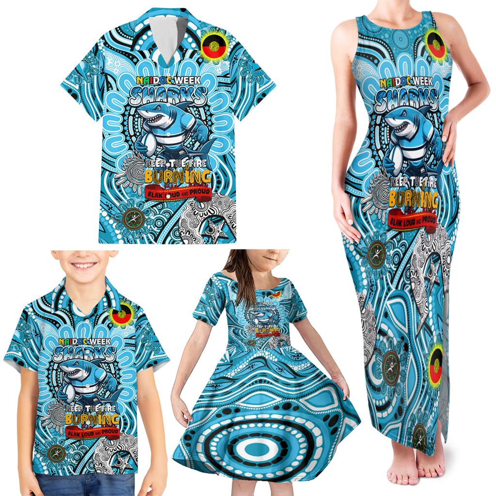 Custom NAIDOC Week 2024 Sharks Family Matching Tank Maxi Dress and Hawaiian Shirt Mascot Rugby