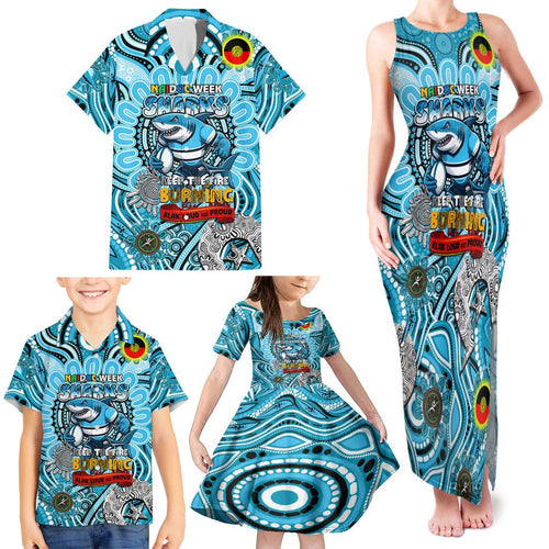 Custom NAIDOC Week 2024 Sharks Family Matching Tank Maxi Dress and Hawaiian Shirt Mascot Rugby