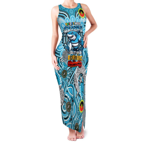Custom NAIDOC Week 2024 Sharks Family Matching Tank Maxi Dress and Hawaiian Shirt Mascot Rugby