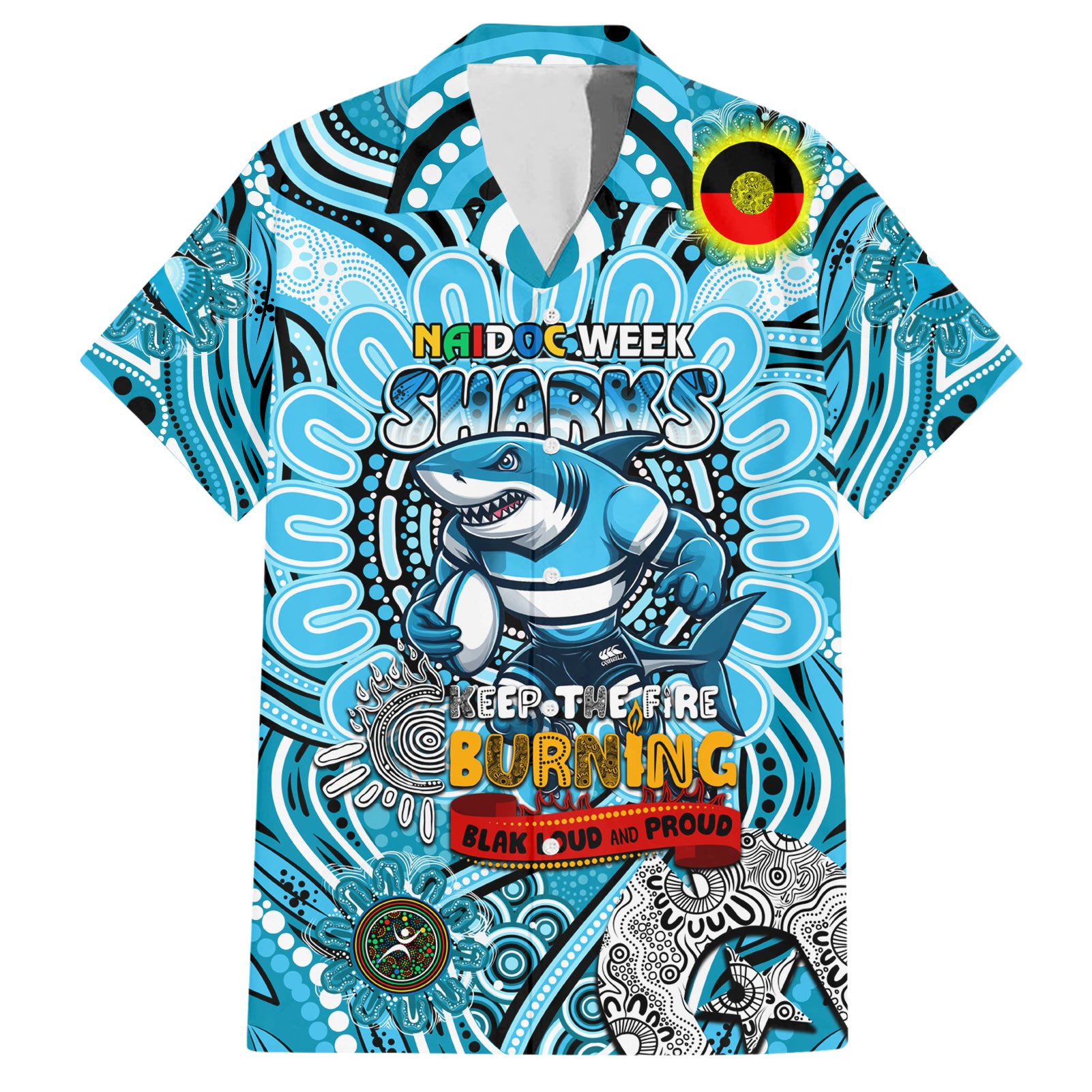 Custom NAIDOC Week 2024 Sharks Hawaiian Shirt Mascot Rugby