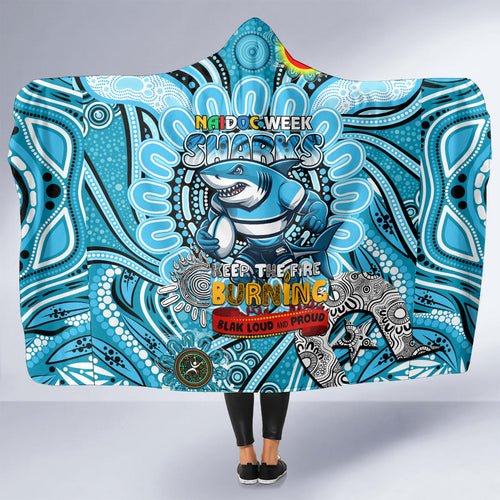 NAIDOC Week 2024 Sharks Hooded Blanket Mascot Rugby