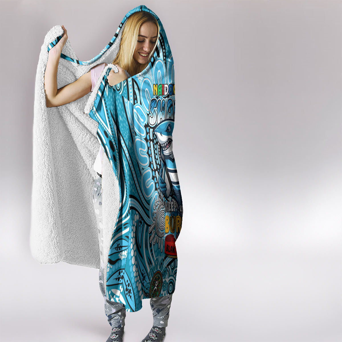 NAIDOC Week 2024 Sharks Hooded Blanket Mascot Rugby