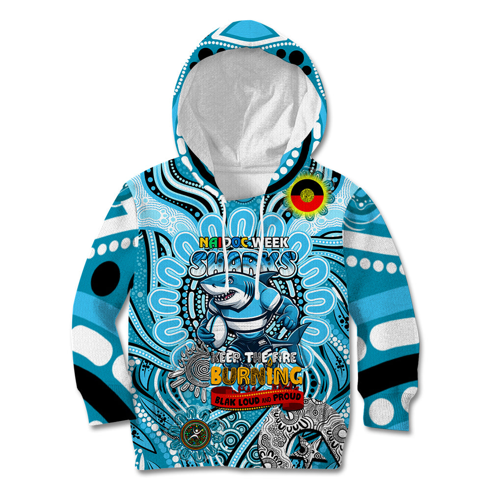 Custom NAIDOC Week 2024 Sharks Kid Hoodie Mascot Rugby