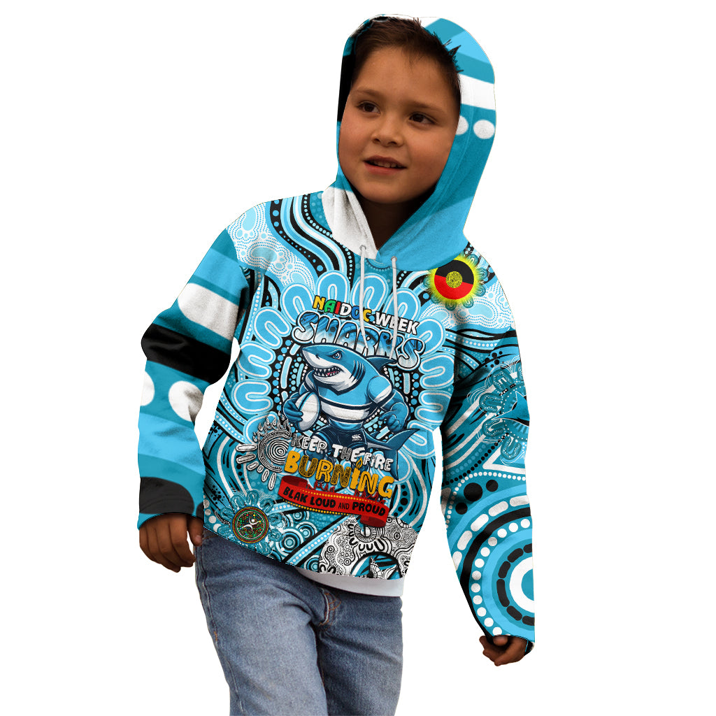 Custom NAIDOC Week 2024 Sharks Kid Hoodie Mascot Rugby