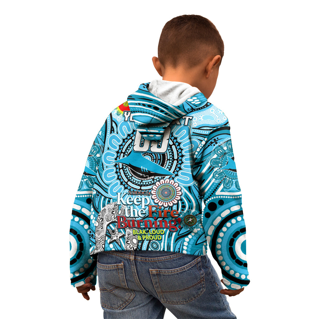 Custom NAIDOC Week 2024 Sharks Kid Hoodie Mascot Rugby