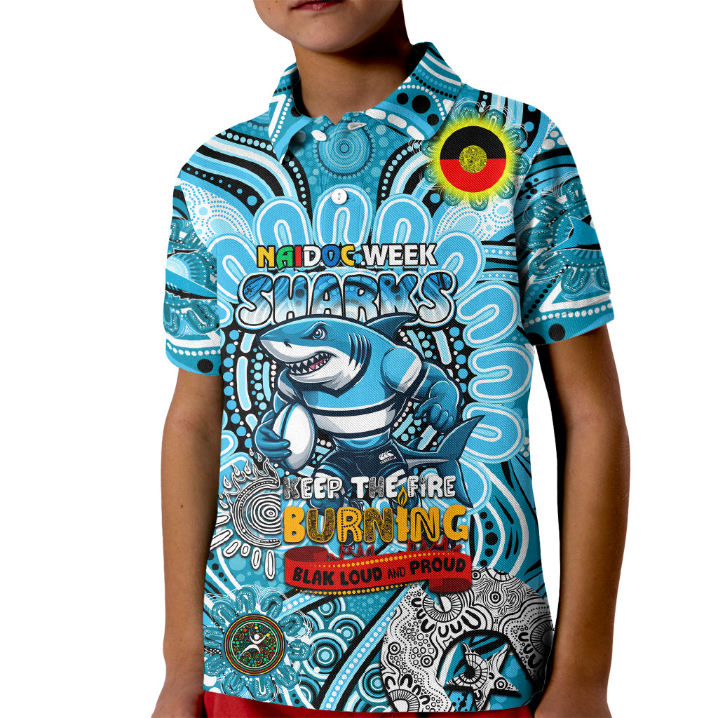 Custom NAIDOC Week 2024 Sharks Kid Polo Shirt Mascot Rugby