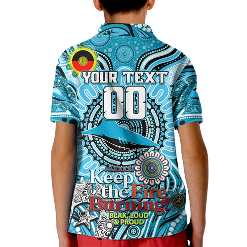 Custom NAIDOC Week 2024 Sharks Kid Polo Shirt Mascot Rugby