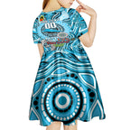 Custom NAIDOC Week 2024 Sharks Kid Short Sleeve Dress Mascot Rugby
