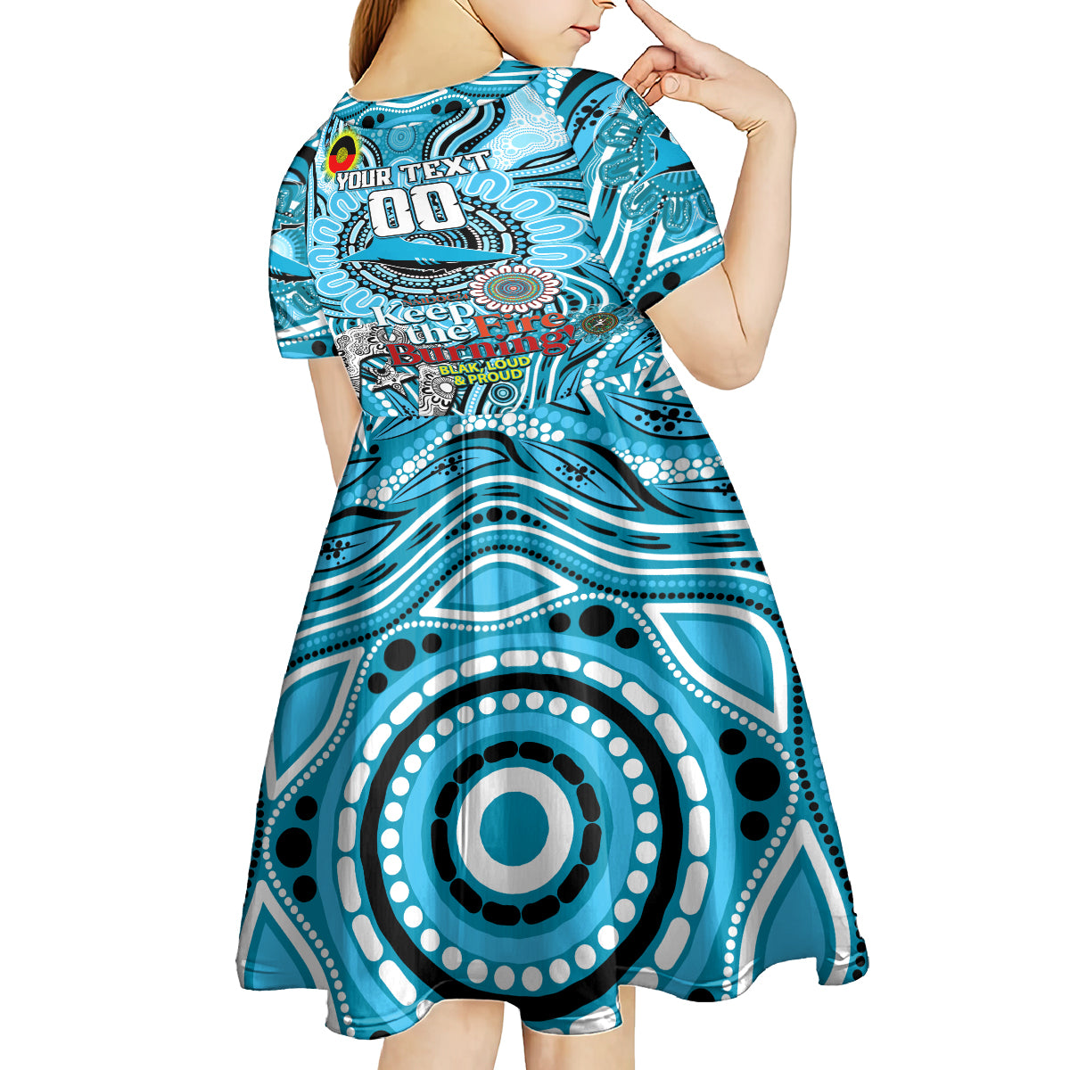 Custom NAIDOC Week 2024 Sharks Kid Short Sleeve Dress Mascot Rugby