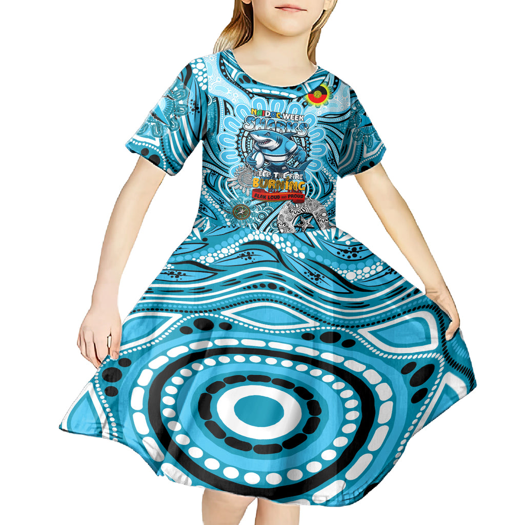 Custom NAIDOC Week 2024 Sharks Kid Short Sleeve Dress Mascot Rugby