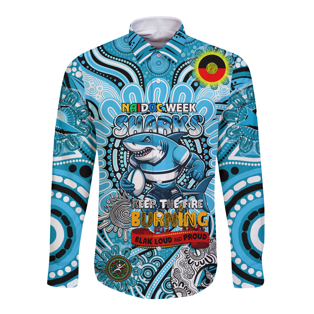 Custom NAIDOC Week 2024 Sharks Long Sleeve Button Shirt Mascot Rugby