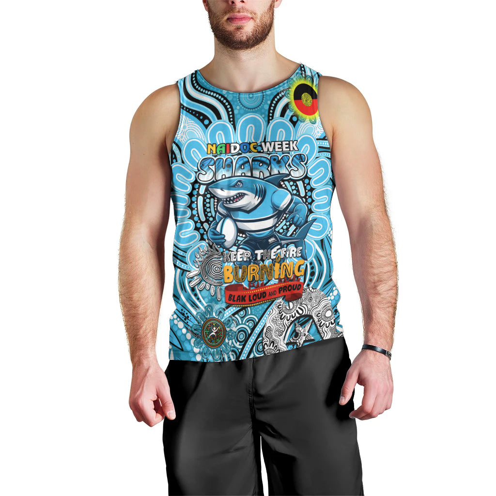 Custom NAIDOC Week 2024 Sharks Men Tank Top Mascot Rugby