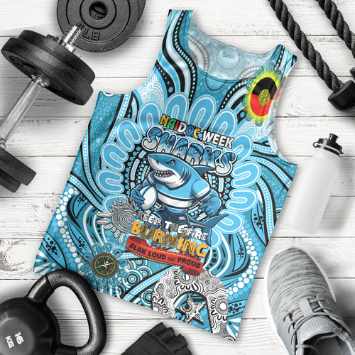 Custom NAIDOC Week 2024 Sharks Men Tank Top Mascot Rugby