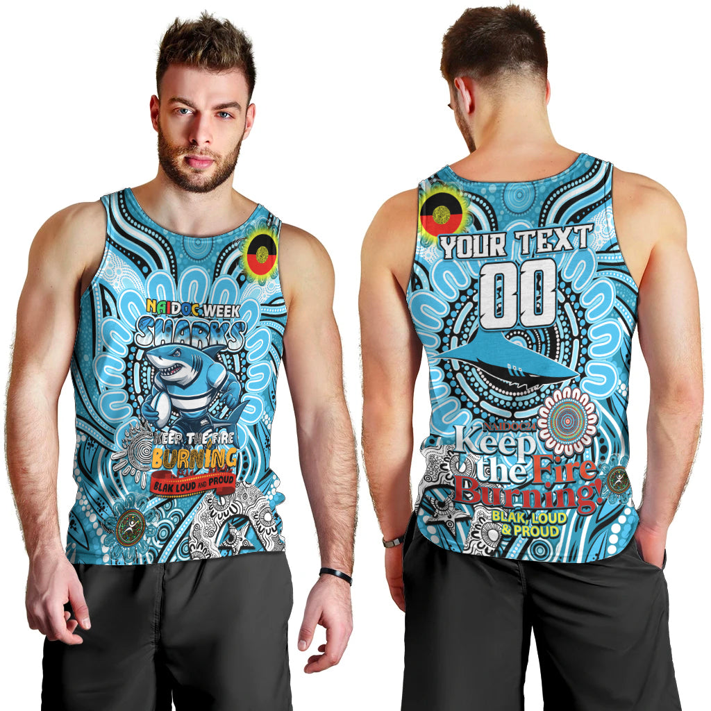 Custom NAIDOC Week 2024 Sharks Men Tank Top Mascot Rugby