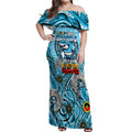 Custom NAIDOC Week 2024 Sharks Off Shoulder Maxi Dress Mascot Rugby