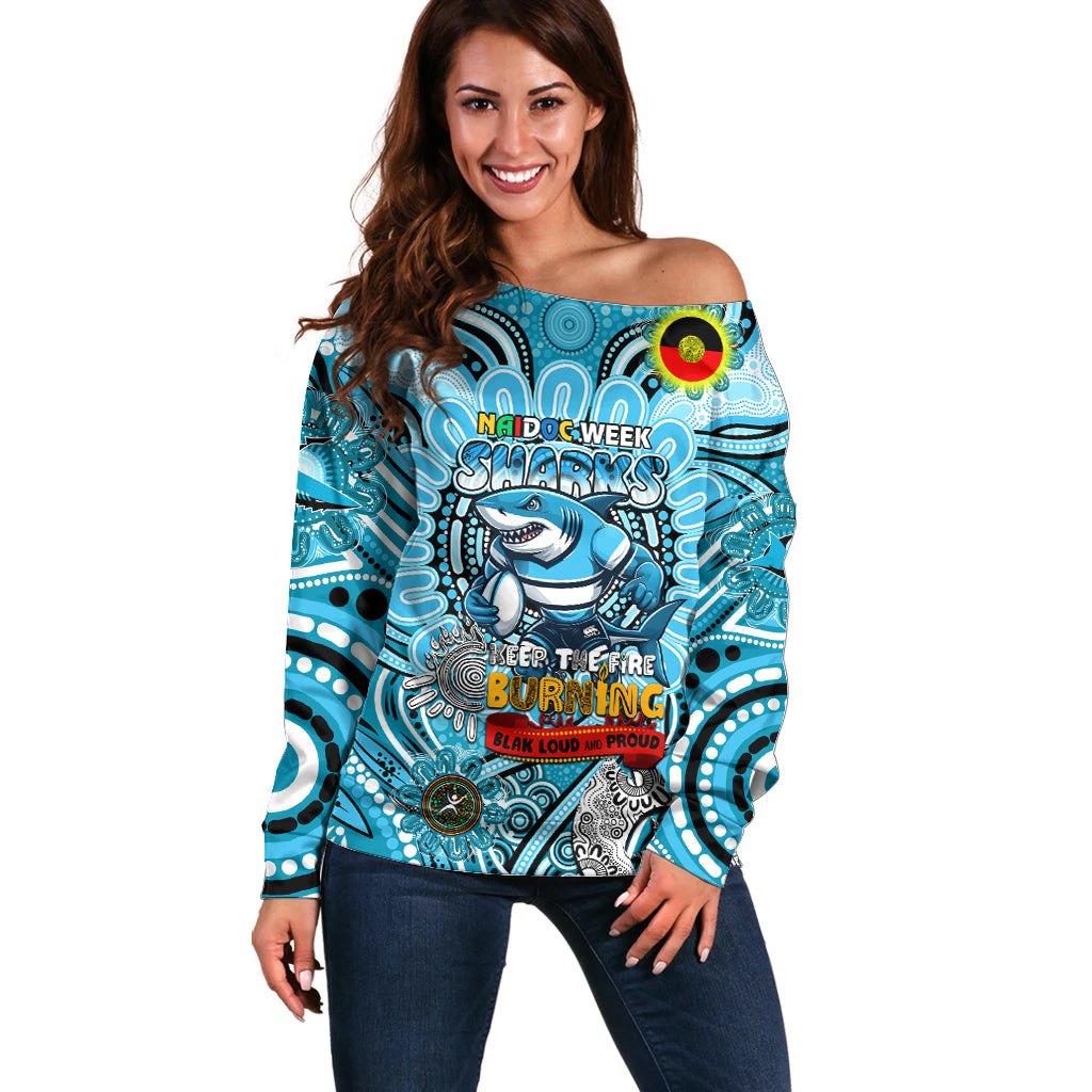 Custom NAIDOC Week 2024 Sharks Off Shoulder Sweater Mascot Rugby