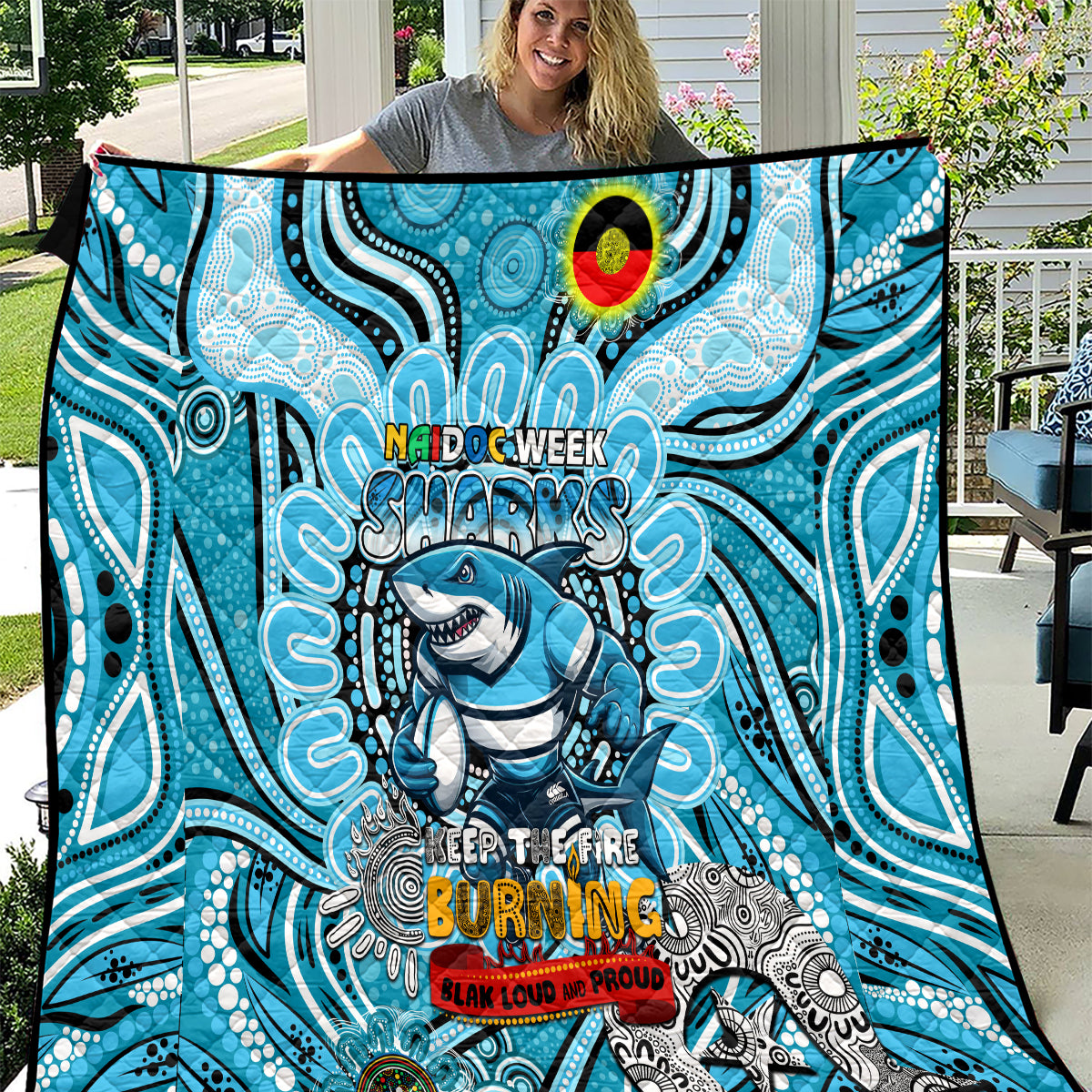 NAIDOC Week 2024 Sharks Quilt Mascot Rugby