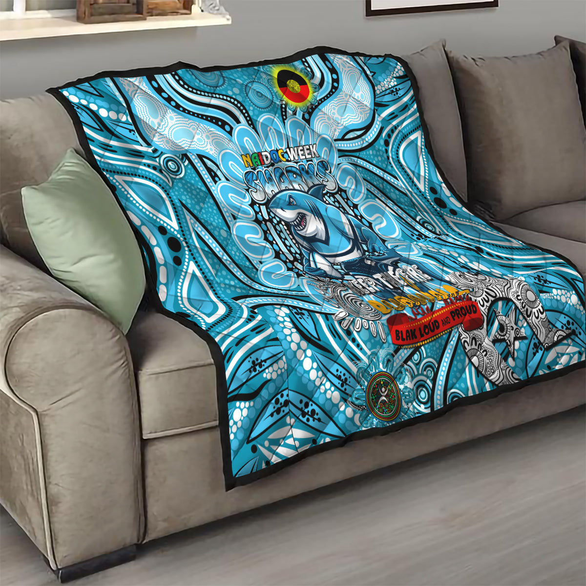 NAIDOC Week 2024 Sharks Quilt Mascot Rugby
