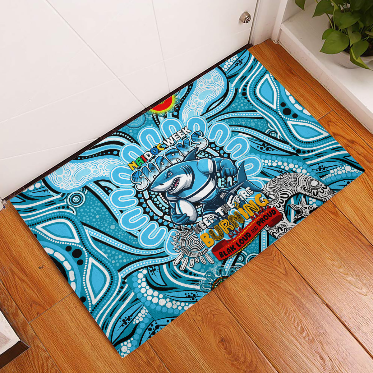 NAIDOC Week 2024 Sharks Rubber Doormat Mascot Rugby