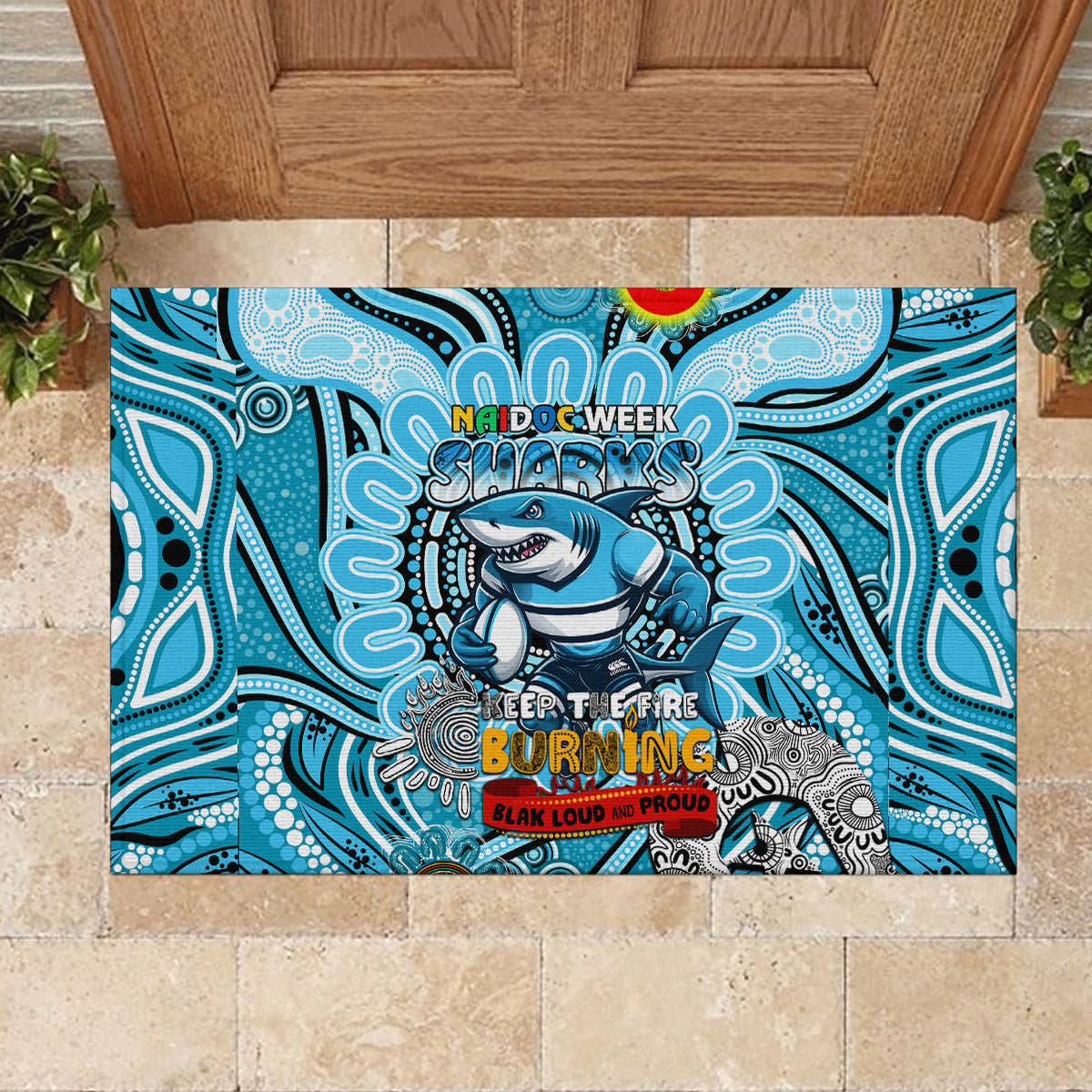 NAIDOC Week 2024 Sharks Rubber Doormat Mascot Rugby