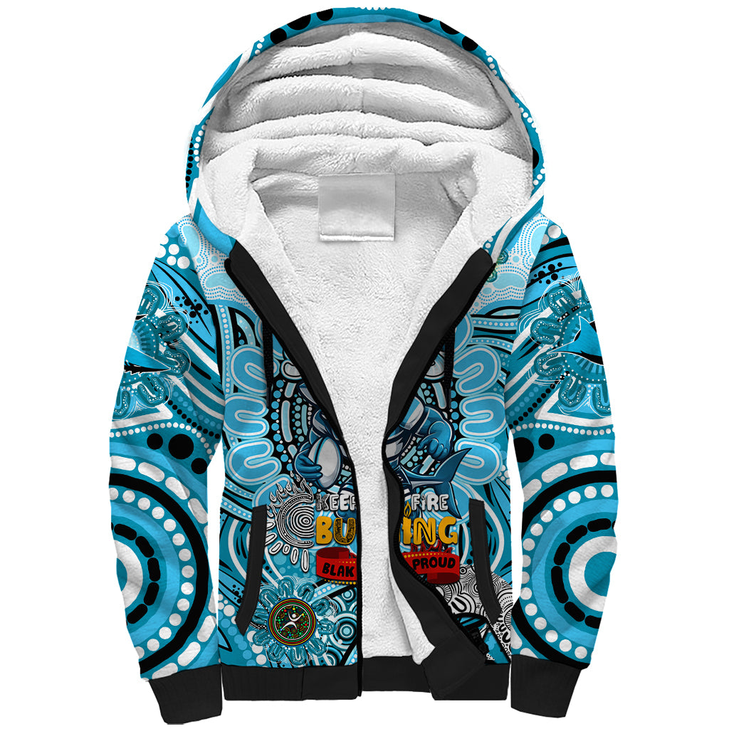 Custom NAIDOC Week 2024 Sharks Sherpa Hoodie Mascot Rugby
