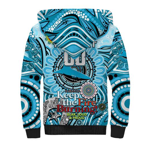 Custom NAIDOC Week 2024 Sharks Sherpa Hoodie Mascot Rugby