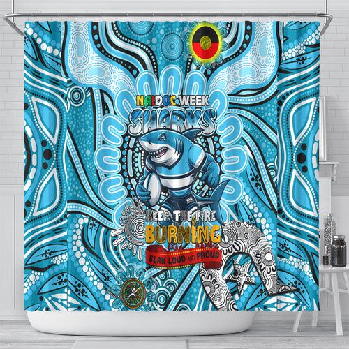 NAIDOC Week 2024 Sharks Shower Curtain Mascot Rugby