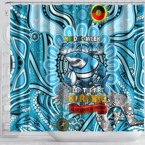 NAIDOC Week 2024 Sharks Shower Curtain Mascot Rugby
