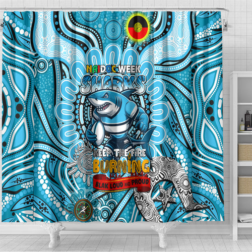 NAIDOC Week 2024 Sharks Shower Curtain Mascot Rugby