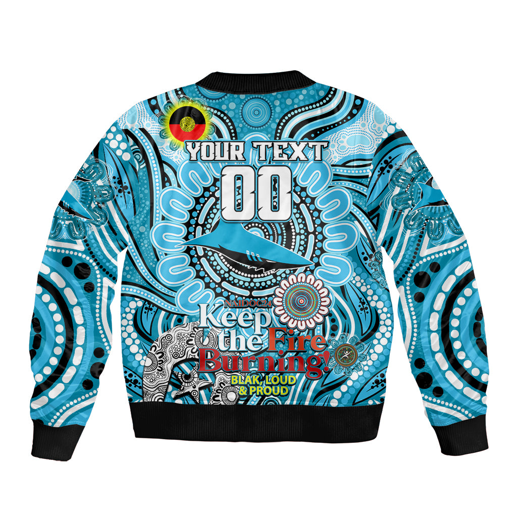 Custom NAIDOC Week 2024 Sharks Sleeve Zip Bomber Jacket Mascot Rugby