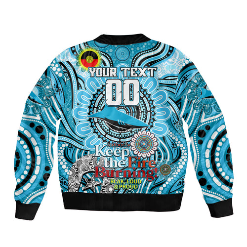 Custom NAIDOC Week 2024 Sharks Sleeve Zip Bomber Jacket Mascot Rugby