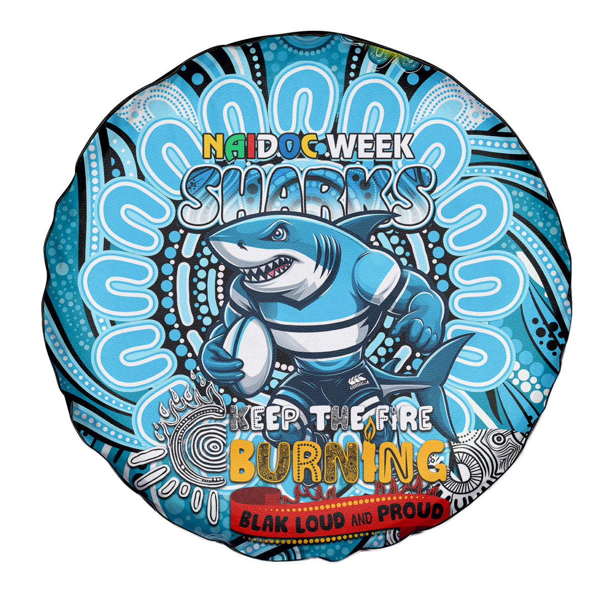 NAIDOC Week 2024 Sharks Spare Tire Cover Mascot Rugby