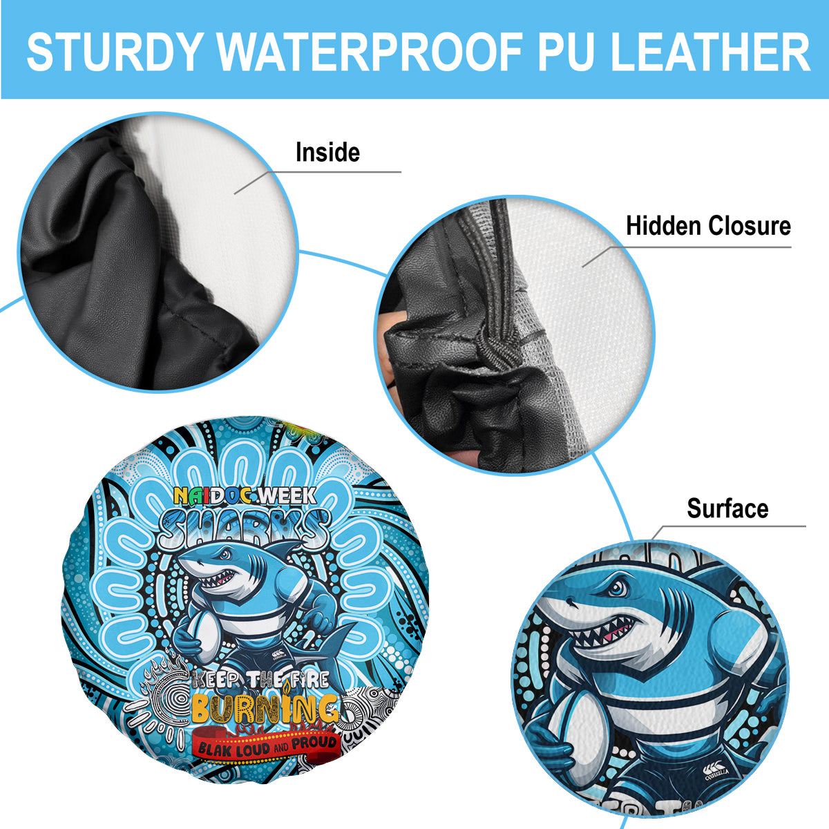 NAIDOC Week 2024 Sharks Spare Tire Cover Mascot Rugby