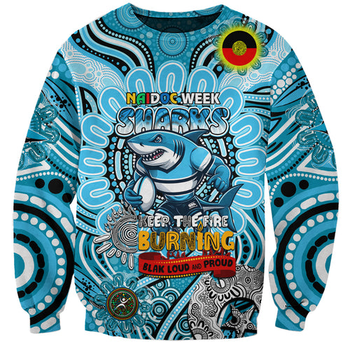 Custom NAIDOC Week 2024 Sharks Sweatshirt Mascot Rugby