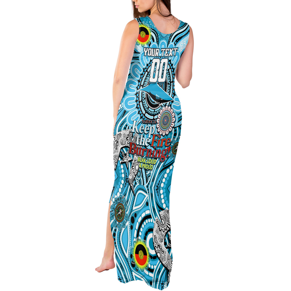 Custom NAIDOC Week 2024 Sharks Tank Maxi Dress Mascot Rugby