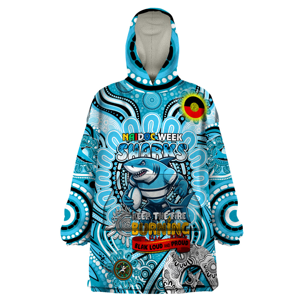 Custom NAIDOC Week 2024 Sharks Wearable Blanket Hoodie Mascot Rugby