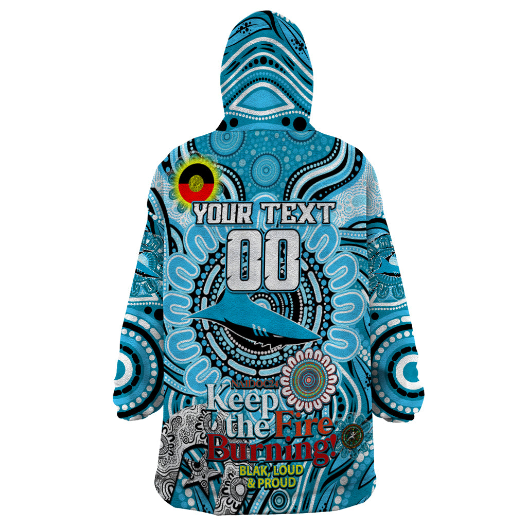 Custom NAIDOC Week 2024 Sharks Wearable Blanket Hoodie Mascot Rugby