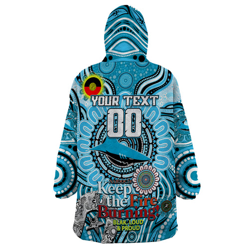 Custom NAIDOC Week 2024 Sharks Wearable Blanket Hoodie Mascot Rugby