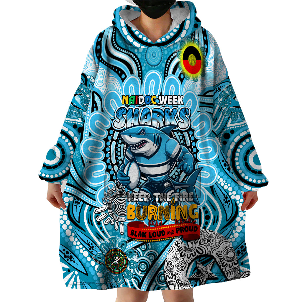 Custom NAIDOC Week 2024 Sharks Wearable Blanket Hoodie Mascot Rugby