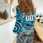 Custom NAIDOC Week 2024 Sharks Women Casual Shirt Mascot Rugby