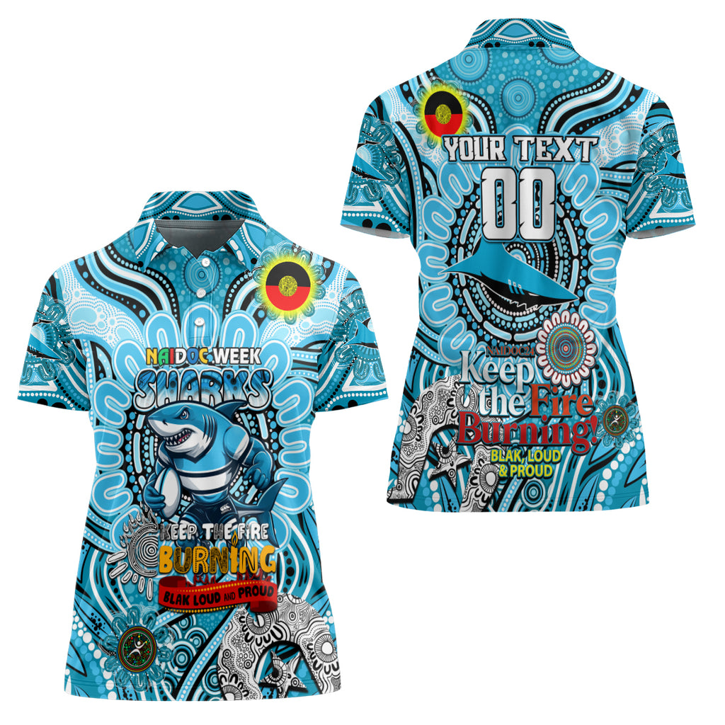 Custom NAIDOC Week 2024 Sharks Women Polo Shirt Mascot Rugby